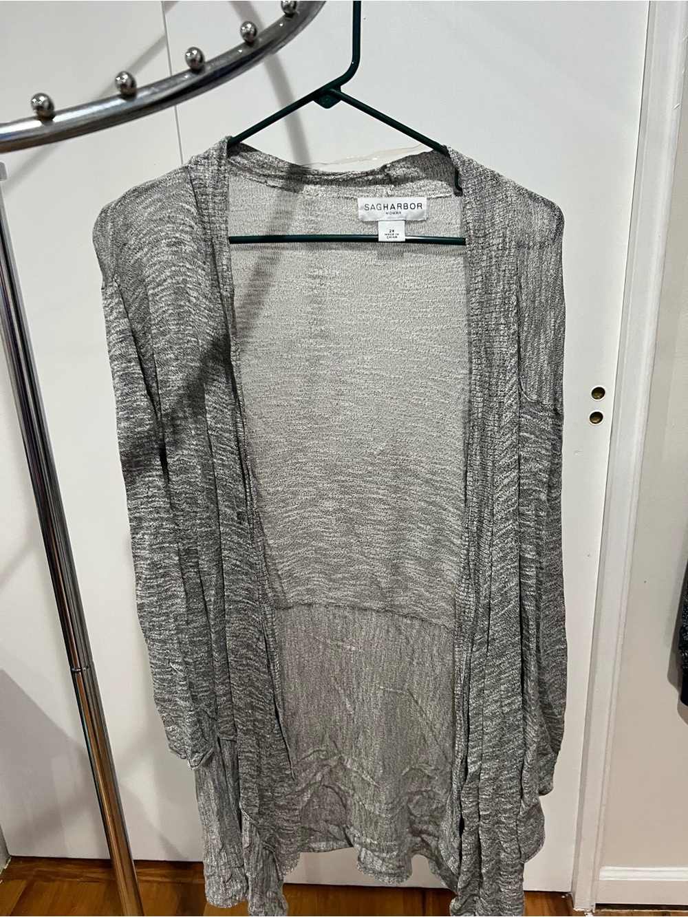 SAG HARBOR Gray Open-Front Women's Cardigan Sweater